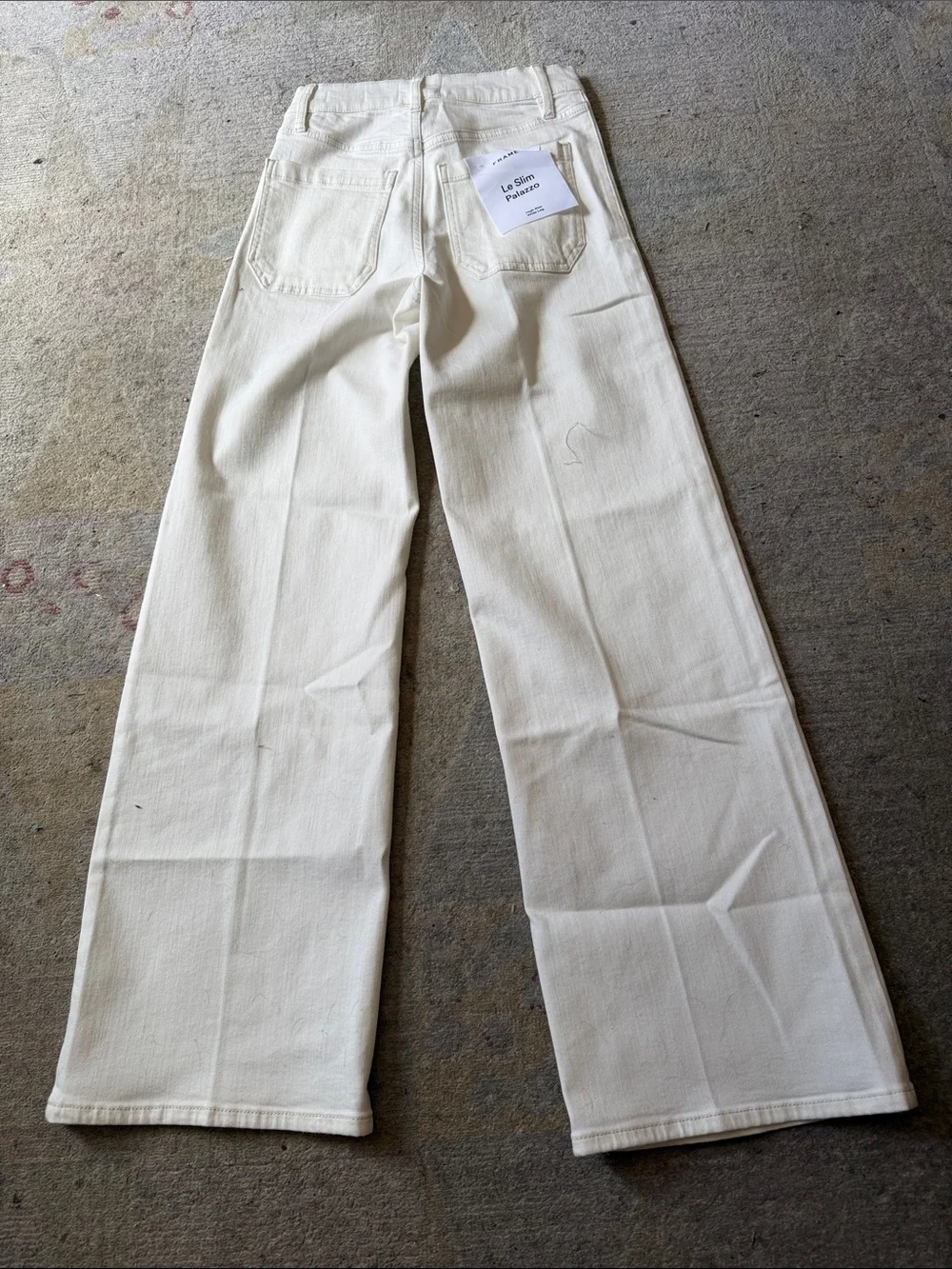 FRAME ecru high-rise wide-leg patch pocket jeans Slim Palazzo size 26